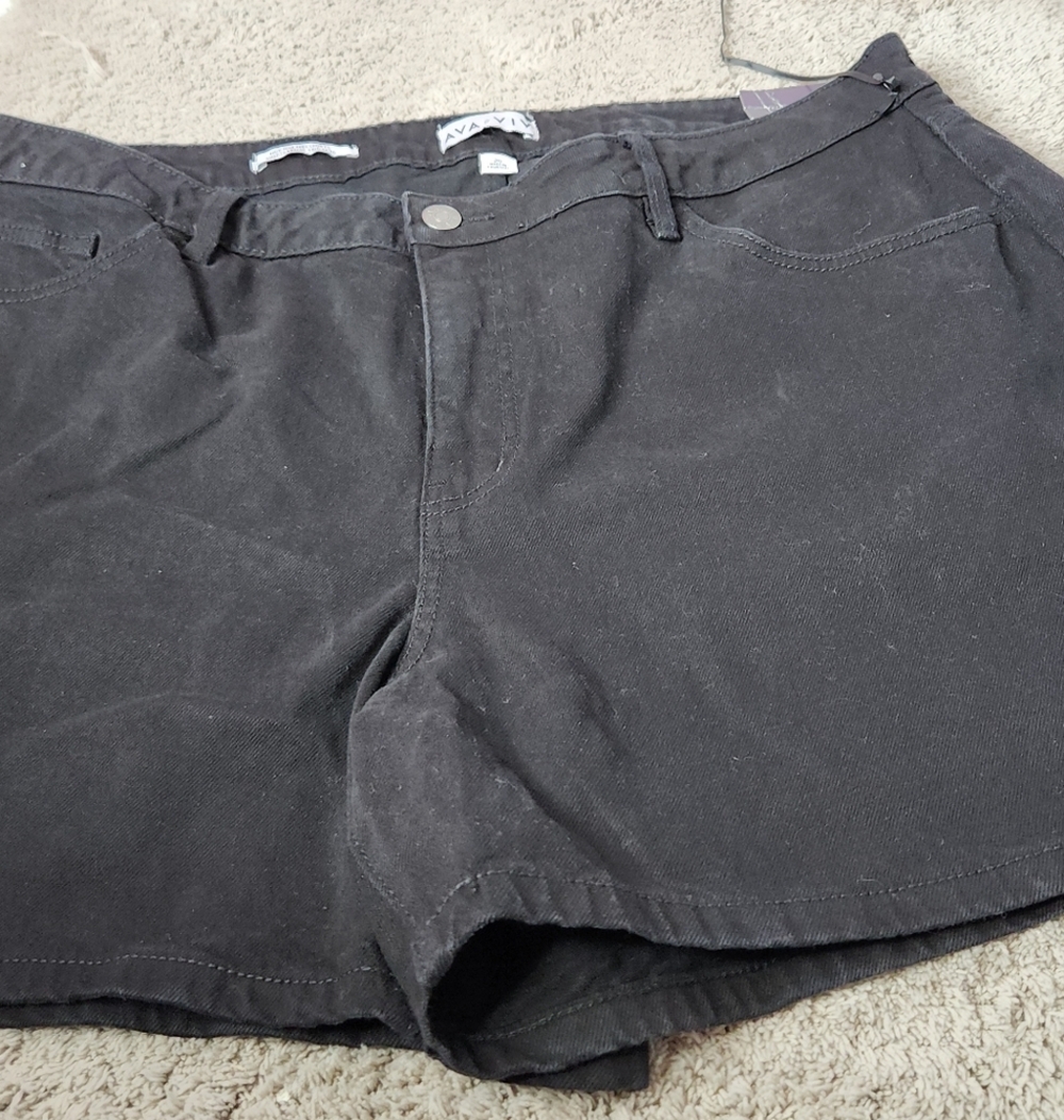 Women's 5" High-Rise Jean Shorts - Ava & Viv Black Wash 20 - Picture 14 of 14